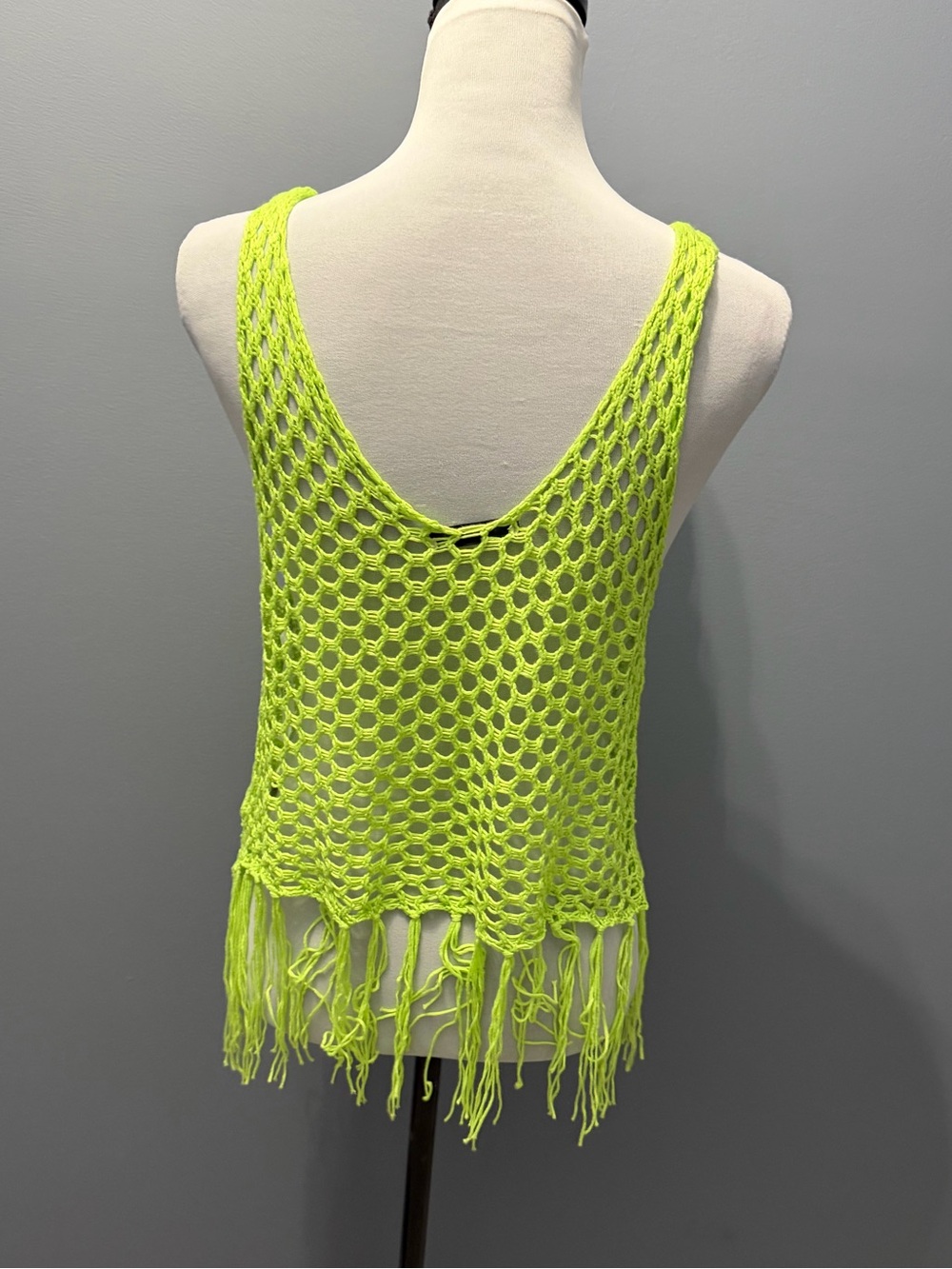 NEW• Soul Sunrise Leanna Bright Lime Crochet & Fringe Top- S & M - Picture 4 of 15